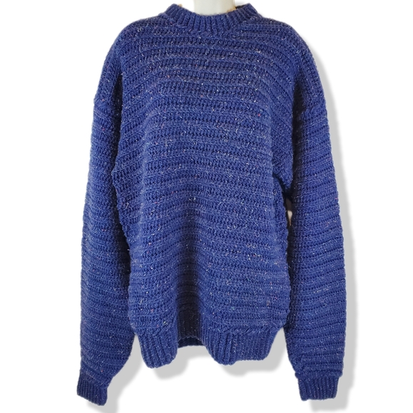 Womens Custom Made Oversized Purple Knit Sweater Bohemian Size L Patricia Swift - Picture 1 of 7